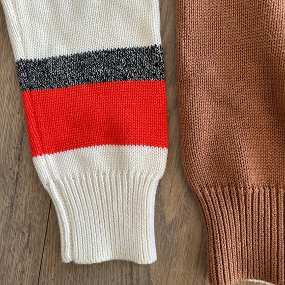 Roolee Orange and Cream Color Block Knit Sweater - Picture 5 of 5